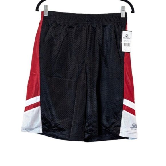 Southpole Boys L Black Red Athletic Basketball Shorts Polyester Mid Rise Pull On - Picture 1 of 11